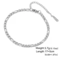 Edelstahl Figaro Kett armband fur Damen und Herren, klassischer silberner Kettenschmuck, 17+5cm - Figaro-Armband (SS2023021301) / 3.5mm Breite (17+5cm) / Stahlfarben
