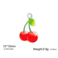 Stainless steel cherry fruit pendant cute DIY jewelry charm accessory 10x15mm lightweight - Cherry / Steel