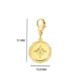 Stainless steel gold-plated pendant with lobster clasp and compass star design charm. - Gold Color Round Disc Four-Pointed Star Pendant