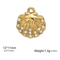 Gold seashell rhinestone pendant charm for DIY handmade jewelry accessories 12x11mm - Scallop Pendant (White Rhinestone) (FZSS2026071601+0068) / Gold