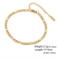 Goldfarbene Edelstahl Figaro Kette Armband mit Verlängerung für Damen Modeschmuck - Figaro-Armband (SS2023021301) / 3.5mm Breite (17+5cm) / Gold