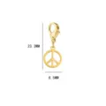 Edelstahl Friedenszeichen Anhänger mit Karabinerverschluss für DIY Armbänder und Ketten. - Friedenszeichen-Anhänger (SS2023021301) / 23.3MMx8.5MM / Gold