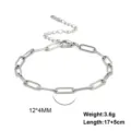 Edler Edelstahl Paperclip Kettenarmband in Silber minimalistischer Modeschmuck 17+5cm - Gelötete Gliederkette / Stahlfarben