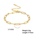 Goldene Edelstahl Paperclip Kette Armband Minimalistischer Gliederschmuck 17+5cm - Gelötete Gliederkette / Gold