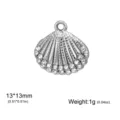 Silver seashell rhinestone pendant DIY jewelry charm, compact 13x13mm design for crafting. - Shell Pendant (White Rhinestone) (FZSS2026071601+0068) / Steel