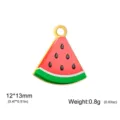 Stainless steel color-printed watermelon fruit pendant DIY handmade jewelry charm variant. - Watermelon / Steel