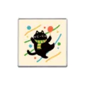 Close-up of the cute black cat square metal brooch showing delicate enamel and vivid design. - Square Shape (ZP6312)