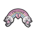 Pastel gotische schedel emaille speld schattige regenboog gebrochen hart rugzak - Roze Regenboog Dubbele Schedel (UVXZ552)