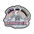 Cartoon skelet emaillen speld met regenboog en wolken, Goth metalen kleding badge. - Regenboog Wolk Verdoemde Schedel (UVXZ575)