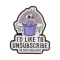 Gotische cartoon skelet emaillen pin metalen badge grappige slogan kleding decor - Unsubscribe Bullshit Prullenbak Schedel (UVXZ577)