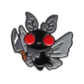 Χαριτωμένη τρομαχτική καρφίτσα σμάλτου Mothman με κόκκινα μάτια και μαχαίρι για τσάντα. - Mothman με Μαχαίρι (XZ9254)