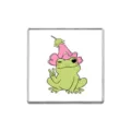 Cute cartoon frog metal brooch pin featuring a fun flower hat design for apparel decoration. - Square Style (ZP5181)