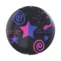 Round tinplate badge with retro star and swirl pattern, black metal brooch pin accessory. - Pink Blue Starry Sky Vortex Geometric Printed Style (MXZ460)