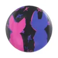 Indie band cat metal pin badge retro aesthetic brooch cute backpack clothing accessory - Black Base Pink Blue Cats Stars Band Style (MXZ459)