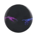 Round tin badge brooch with retro aesthetic hand art print, perfect for backpack and clothes. - Black Base Pink Blue Neon Creation Hand Gesture Printed Style (MXZ463)