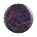 Punk style metal badge brooch with pink purple graffiti heart and cat design for backpack clothes. - Pink Purple Graffiti Punk Rock Heart Cat Printed Style (MXZ464)