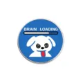 Cute dizzy dog metal enamel pin brain loading funny brooch badge backpack accessory - Round Style (YP4548)