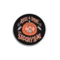 Dark style Halloween pumpkin brooch detail shot, metal round pin with spooky orange design. - Round Style (YP2877)