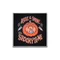 Halloween pumpkin metal brooch detail close up view of gothic style fashion pin badge - Square Style (ZP2877)