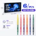 Dubbelkoppige UV gezichts- en lichaamsverfpen, 6 stuks 12 kleuren neon make-up marker set. - Set van 6 (12 kleuren)