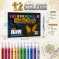 Set van 12 metallic penseelmarkers met glitterinkt, waterdichte tekennappen voor kunst en DIY. - 12-Kleuren Set