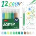 Σετ 12 Χρωμάτων Ακρυλικά Στυλό Gel 0.8mm Λεπτή Μύτη Ομαλή Γραφή για Τέχνη και Σχέδιο - Seira Dasous 12 Chromata