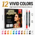 12 colors temporary tattoo markers dual tip body paint pens waterproof face art drawing tool - 12 Pieces