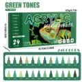 24 Colors Acrylic Paint Pens Marker Set Green Tones Waterproof for Rock Canvas Wood Ceramic Art - Green Series (24 Colors)