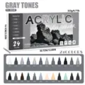 24-color acrylic marker pens gray tones set, art graffiti painting pens for DIY crafts. - Grey Series (24 Colors)
