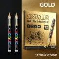 Gold acrylic paint markers set of 12 pens, smooth liquid fine tip art drawing pens. - Gold (Pack of 12)