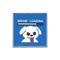 Detailed view of the funny brain loading dog metal enamel pin, showcasing crisp fine details. - Square Style (ZP4548)