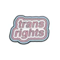 Enamel pin badge with trans rights slogan, pink blue border metal brooch accessory for clothes. - Irregular Bubble Letter Slogan Style (xz9553)