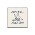 Close-up detail of the cute reading duck metal badge featuring lovely book lover slogan text. - Square Reading Duck Style (ZP3596)