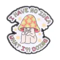 Retro mushroom enamel pin close-up, funny quote badge detail, cute vintage aesthetic accessory. - Hammered Mushroom Style (UVXZ482)