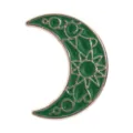 Vintage crescent moon enamel pin green gold geometric celestial brooch accessory badge - Green Crescent Architectural Pattern Style (QHXZ6263)