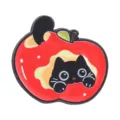 Cute red apple black cat brooch enamel pin cartoon cute cat badge for clothes bag decoration. - Style 1 (UVXZ476)