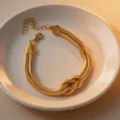 Gold stainless steel knotted chain necklace detail, punk style geometric clavicle chain. - Bracelet / Gold Bracelet