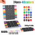 Double-headed glitter marker pen set 24pcs 48 colors with storage case and color swatch - 48 Colors Set