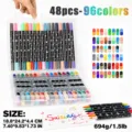 48pcs 96 colors double line outline glitter markers set with storage box for art painting. - 96-Color Set