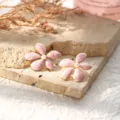 Fashion pink flower petal stud earrings with pearl center for women elegant daily wear jewelry - Pink