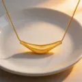 Gold curved tube pendant necklace stylish titanium steel geometric minimalist jewelry for women - Curved Pipe Triangle / Gold