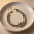 Silver stainless steel knotted snake chain necklace women geometric metal collarbone jewelry - Bracelet / Silver Bracelet