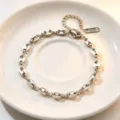 Titanium steel coffee bean chain necklace, minimalist metal link design for women daily wear. - Bracelet / Steel