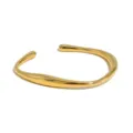 Gold irregular open cuff bracelet minimalist titanium steel bangle variant style. - Gold Streamlined Open Bangle / Gold Bangle