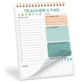 Teacher daily planner notepad detail view showing todo list, schedule and hydration tracker. - Green