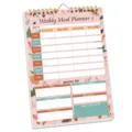 Weekly meal planner notepad with cute floral design, daily food tracker and grocery list. - 52 Cards / Landscape Tear-Off Planner B