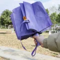 Purple Three Fold Sun Umbrella UV Protection Compact Portable Rain Parasol Canopy - Taro Purple