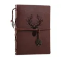 Vintage brown leather scrapbook photo album with deer embossing and rustic charm main - Deer Embossed / L / Brown