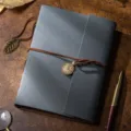 Vintage DIY photo album handcrafted memory book with retro lock cord and retro clock pendant for couples - 18x23cm / Gray