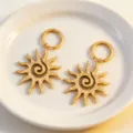 Gold sun spiral pendant earrings, minimalist hollow design, stylish fashion jewelry for women. - Earrings / Gold